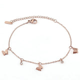 B345 Stainless Steel CZ Butterfly Bracelet Matte Finish Adjustable Chain