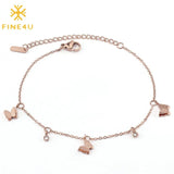 B345 Stainless Steel CZ Butterfly Bracelet Matte Finish Adjustable Chain