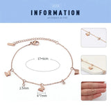 B345 Stainless Steel CZ Butterfly Bracelet Matte Finish Adjustable Chain