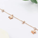 B345 Stainless Steel CZ Butterfly Bracelet Matte Finish Adjustable Chain