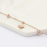 B345 Stainless Steel CZ Butterfly Bracelet Matte Finish Adjustable Chain