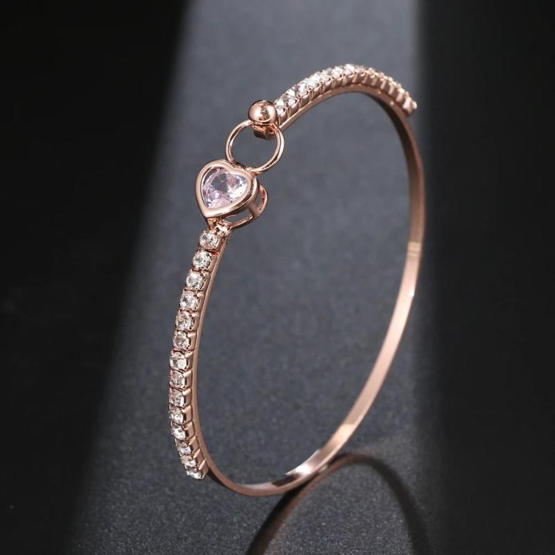 Personalized Charm Rose Bangle for Women - Christmas Jewelry Gift