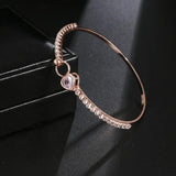 Personalized Charm Rose Bangle for Women - Christmas Jewelry Gift