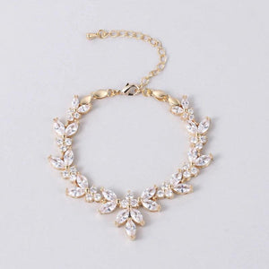 Rhodium Marquise CZ Crystal Wedding Bracelet