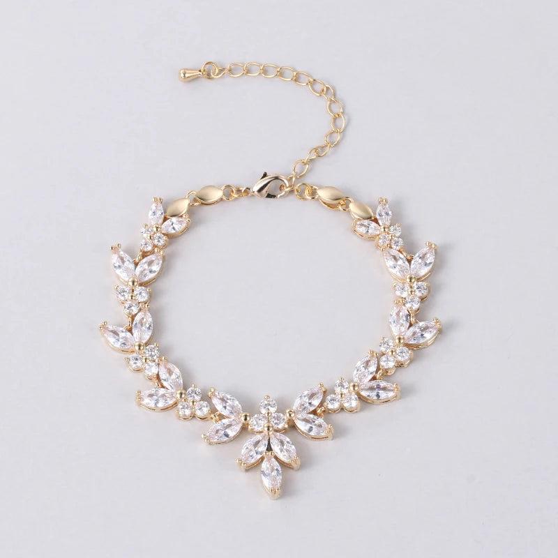 Rhodium Marquise CZ Crystal Wedding Bracelet