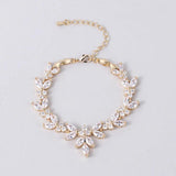 Rhodium Marquise CZ Crystal Wedding Bracelet