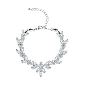 Rhodium Marquise CZ Crystal Wedding Bracelet