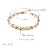 Kinel 585 Rose Bracelet Women Zircon Bride Wedding Fine Jewelry