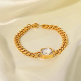 Uworld Square CZ Cuban Chain Bracelet