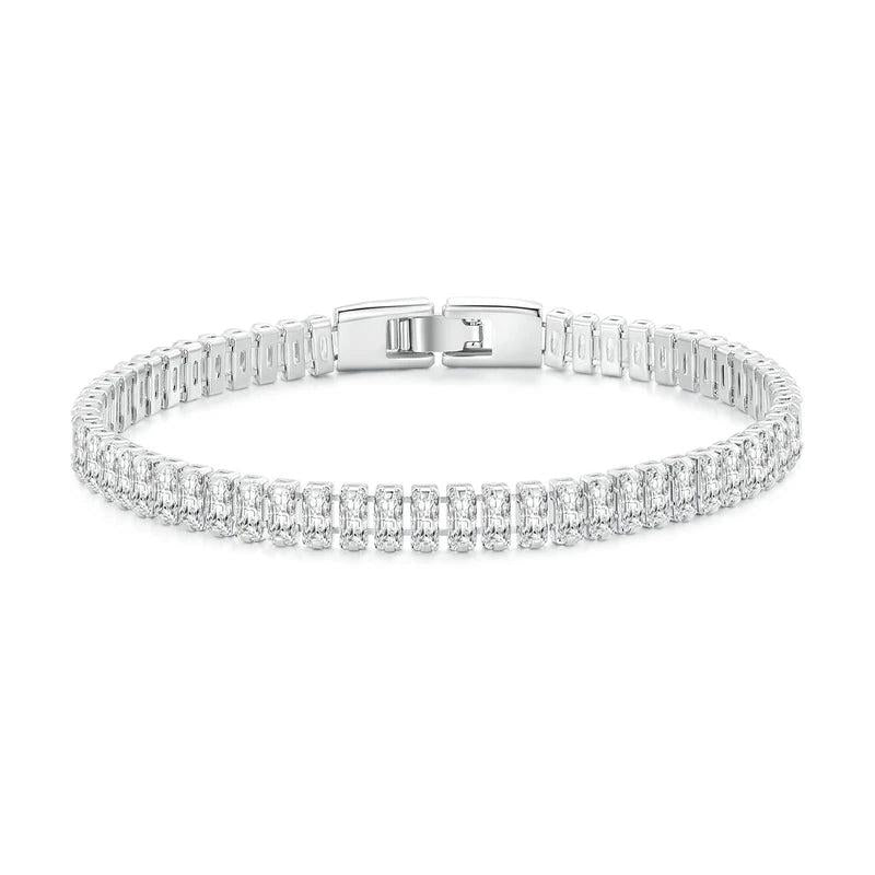 Shining Square Zircon Bracelet Platinum Plated Women's Gift Jewelry