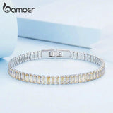 Shining Square Zircon Bracelet Platinum Plated Women's Gift Jewelry
