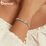 Shining Square Zircon Bracelet Platinum Plated Women's Gift Jewelry