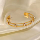 Uworld Unique Pearl Cuff Bracelet Metal Open Wrist Party Gift