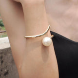 Big Pearl Open Bangles for Women, Arm Cuff Bracelets