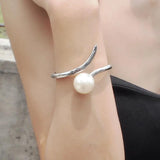 Big Pearl Open Bangles for Women, Arm Cuff Bracelets