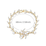Plant Shape Bridal Bracelet with CZ and Pearl