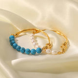Youthway Pearl Stone Stainless Steel Bracelet 18K Plated Unique Jewelry