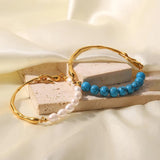 Youthway Pearl Stone Stainless Steel Bracelet 18K Plated Unique Jewelry