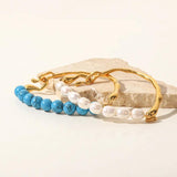 Youthway Pearl Stone Stainless Steel Bracelet 18K Plated Unique Jewelry