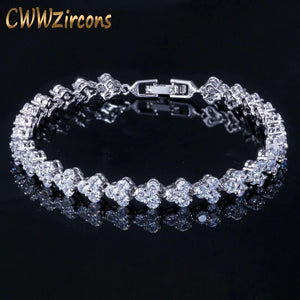 CWWZircons Rome Chain Link 5A CZ Crystal Bracelet For Women CB050