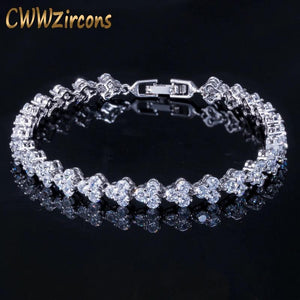 CWWZircons Rome Chain Link 5A CZ Crystal Bracelet For Women CB050
