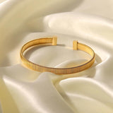 Uworld 316L Stainless Steel Bangle Bracelet Minimalist Metalic Golden 18 K Cuff
