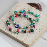Natural Turquoises Stone Bracelet with Pearl Beads