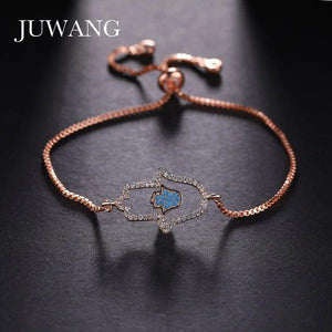Copper Adjustable Chain Bracelet CZ Fatima Hand Charm