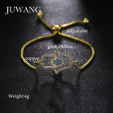 Copper Adjustable Chain Bracelet CZ Fatima Hand Charm