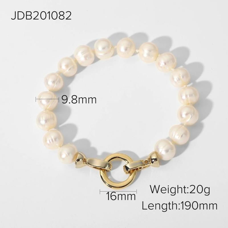 French Vintage Freshwater Pearl Bracelet 14K Plated Stainless Steel