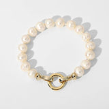 French Vintage Freshwater Pearl Bracelet 14K Plated Stainless Steel