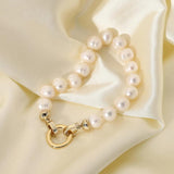 French Vintage Freshwater Pearl Bracelet 14K Plated Stainless Steel