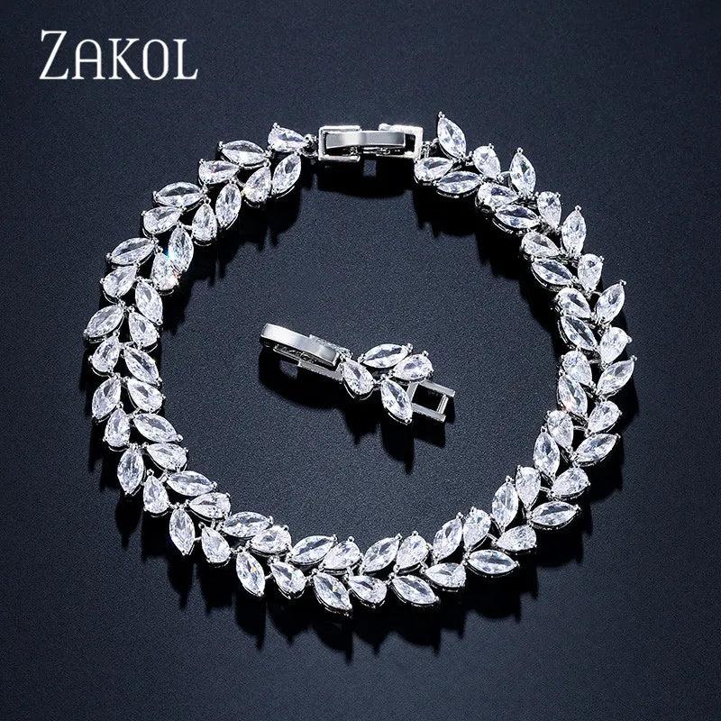CZ Leaf Bracelet for Women Wedding Jewelry FSBP2126