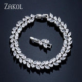 CZ Leaf Bracelet for Women Wedding Jewelry FSBP2126