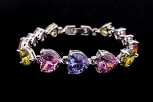 Arrivel Heart Bracelets, Colorful Cubic Zircon Bangles, Bride Jewelry