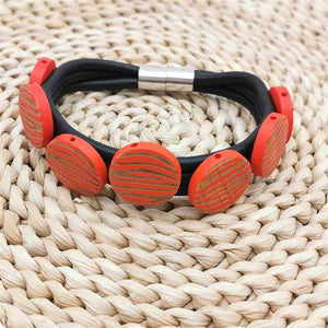 Charm Rubber Wood Gothic Bangle Bracelet