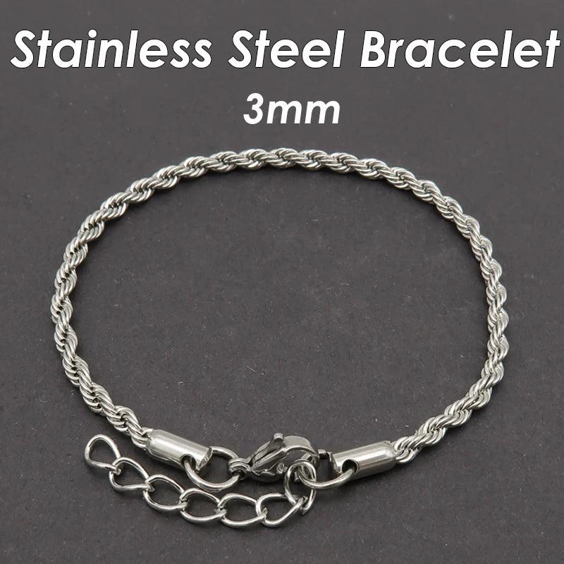 10 Pieces Stainless Steel Rope Bracelet for Women Men