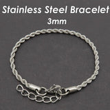 10 Pieces Stainless Steel Rope Bracelet for Women Men