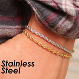 10 Pieces Stainless Steel Rope Bracelet for Women Men