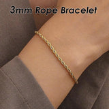 10 Pieces Stainless Steel Rope Bracelet for Women Men