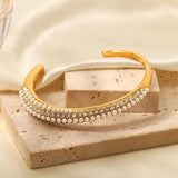Uworld Stainless Steel Mini Layer Pearl Open Charm Bracelet - 18k Gold-Plated