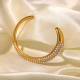 Uworld Stainless Steel Mini Layer Pearl Open Charm Bracelet - 18k Gold-Plated