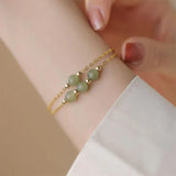 Hetian Jade Bracelet Women Round Bead Simple Lucky Jewelry Gift