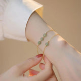 Hetian Jade Bracelet Women Round Bead Simple Lucky Jewelry Gift