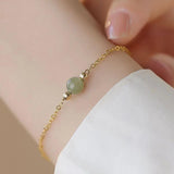 Hetian Jade Bracelet Women Round Bead Simple Lucky Jewelry Gift