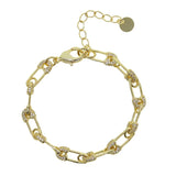 5A Sparkling CZ Safety Pin Link Chain Bracelet for Women