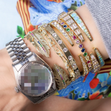 5A Sparkling CZ Safety Pin Link Chain Bracelet for Women