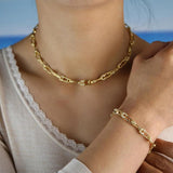 5A Sparkling CZ Safety Pin Link Chain Bracelet for Women