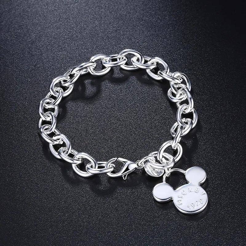Silver Mickey Charm Bracelet Jewelry For Women