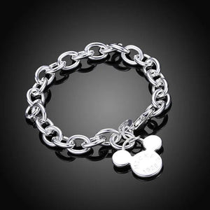 Silver Mickey Charm Bracelet Jewelry For Women